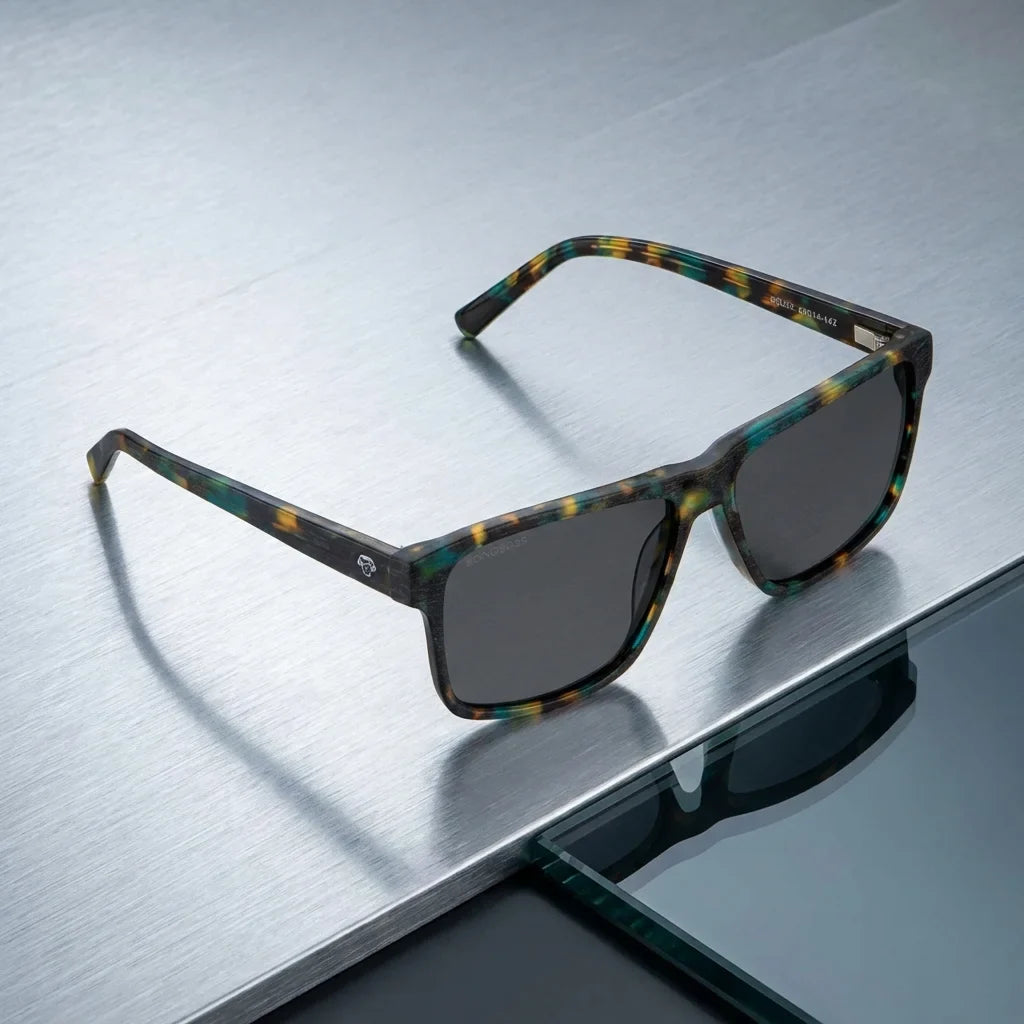 Lentes sol Keule polarizados UV400 sobre metal cepillado superficie industrial Bonoboss #color_verde
