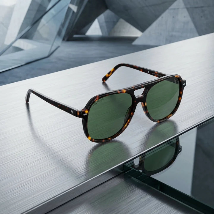 Lentes sol Orson E.D polarizados UV400 sobre metal cepillado superficie industrial Bonoboss #color_carey