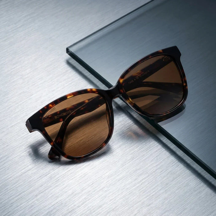 Lentes sol Tiare ❀ polarizados UV400 sobre metal cepillado superficie industrial Bonoboss #color_carey