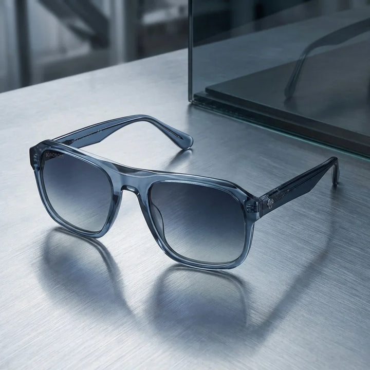 Lentes sol Tom polarizados UV400 sobre metal cepillado superficie industrial Bonoboss #color_azul