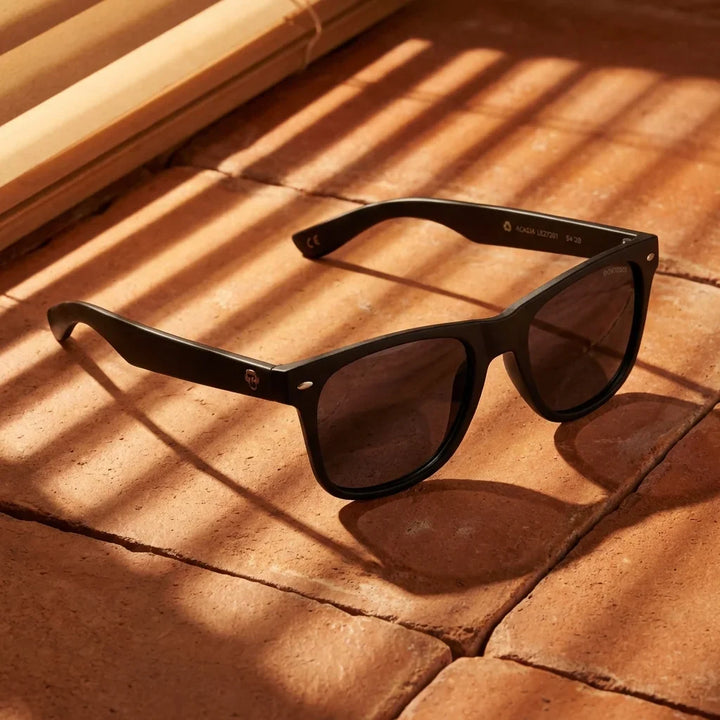 Lentes sol Acacia Dark polarizados UV400 fotografia editorial Bonoboss #color_negro
