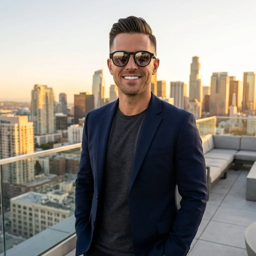Hombre usando lentes sol Galapagos acetato madera polarizados negro flash silver estilo urbano ciudad Bonoboss #editorial_detail2 #color_negro-flash-silver