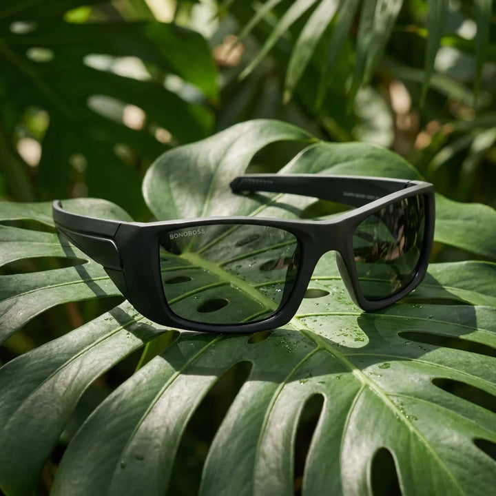 Lentes sol Salmon Seeker polarizados bio-acetato biodegradable dark composicion botanica naturaleza outdoor Bonoboss #editorial_grid2 #color_dark