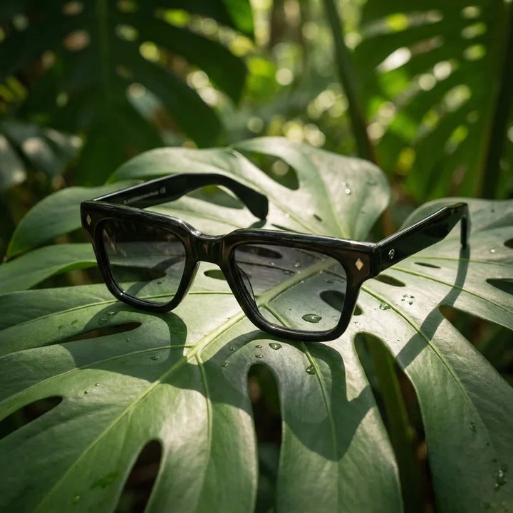 Lentes sol Bruno polarizados UV400 bio-acetato Degrade composicion botanica monstera tropical natural Bonoboss #editorial_grid2 #color_degrade