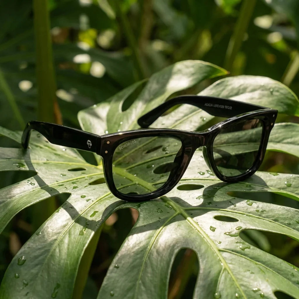 Lentes sol Acacia Reverse polarizados UV400 madera zebrano G15 composicion botanica monstera tropical natural Bonoboss #editorial_grid2 #color_g15