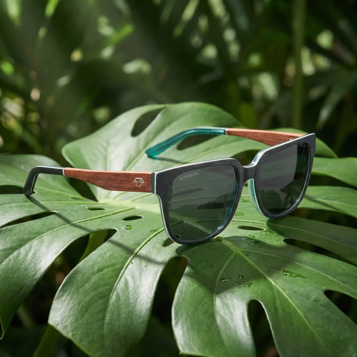 Lentes sol Selkie polarizados UV400 composicion botanica monstera tropical natural Bonoboss #editorial_grid2 #color_rosal