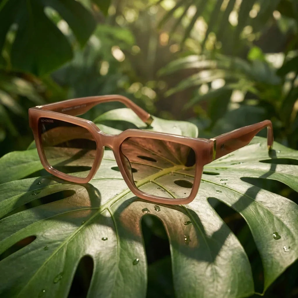 Lentes sol Montenegro polarizados bio-acetato brown composicion botanica monstera tropical biodegradable Bonoboss #editorial_grid2 #color_brown