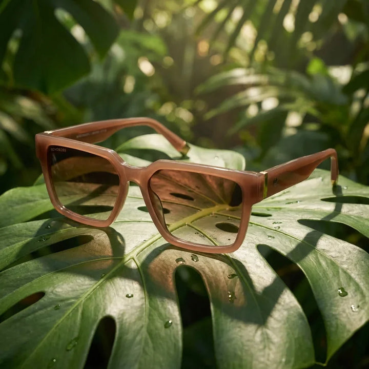 Lentes sol Montenegro polarizados bio-acetato brown composicion botanica monstera tropical biodegradable Bonoboss #editorial_grid2 #color_brown