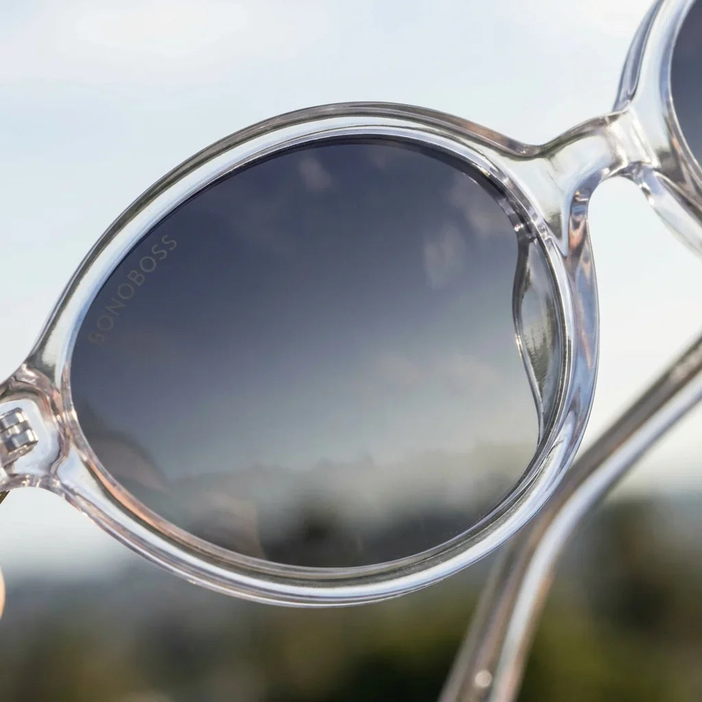 Lentes sol Guapi Island polarizados UV400 bio-acetato transparente close-up lente coating espejado precision Bonoboss #editorial_polarizado #color_transparente