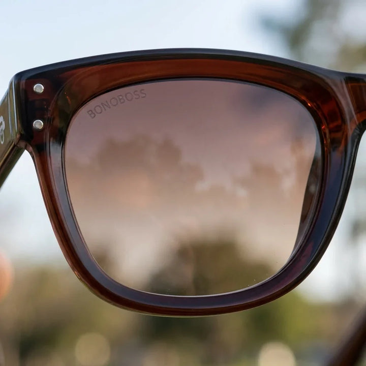 Lentes sol Acacia Reverse polarizados UV400 detalle lente coating espejado precision optica Bonoboss #color_brown