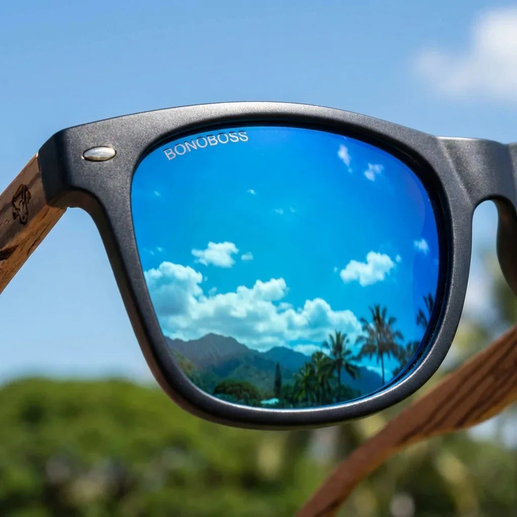 Lentes sol Acacia Designer's polarizados UV400 detalle lente coating espejado precision optica Bonoboss #color_surf-sky