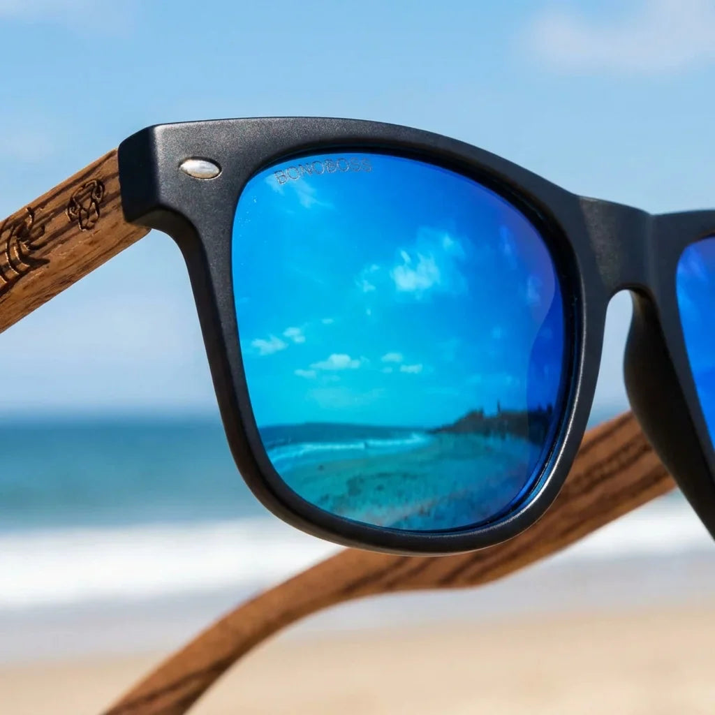 Lentes sol Acacia Designer's polarizados UV400 detalle lente coating espejado precision optica Bonoboss #color_waves-sky
