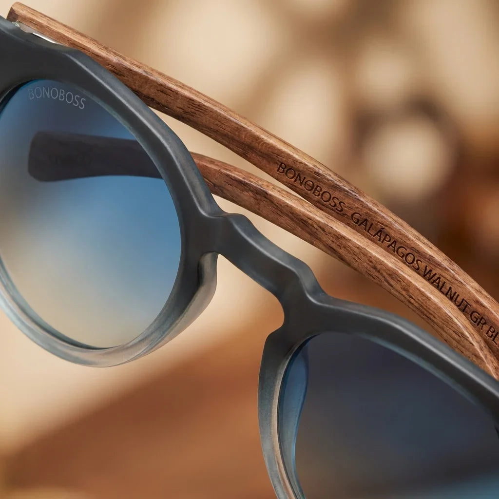 Lentes sol Galapagos polarizados acetato madera gradiente black detalle close-up textura acetato vetas Bonoboss #editorial_detail2 #color_gradiente-black