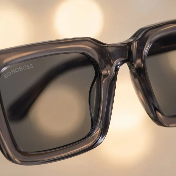 Lentes sol Tokyo polarizados UV400 macro textura acetato vetas detalle premium Bonoboss #color_transparente-gris