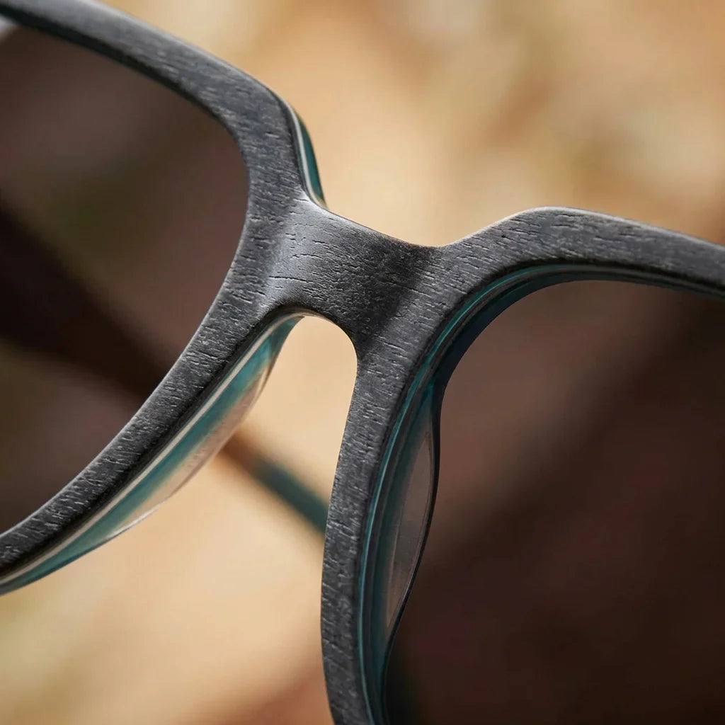 Lentes sol Selkie polarizados UV400 macro textura acetato vetas detalle premium Bonoboss #color_zebrano