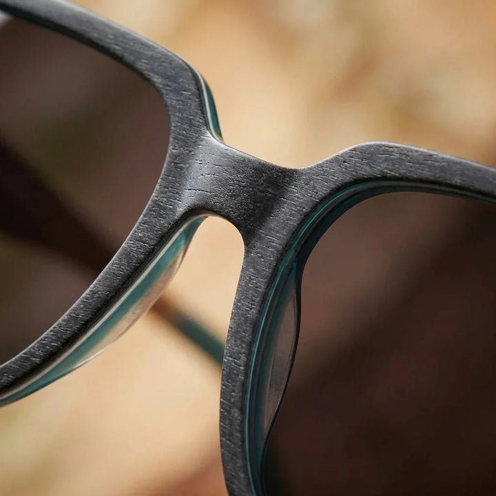 Lentes sol Selkie polarizados UV400 macro textura acetato vetas detalle premium Bonoboss #color_zebrano