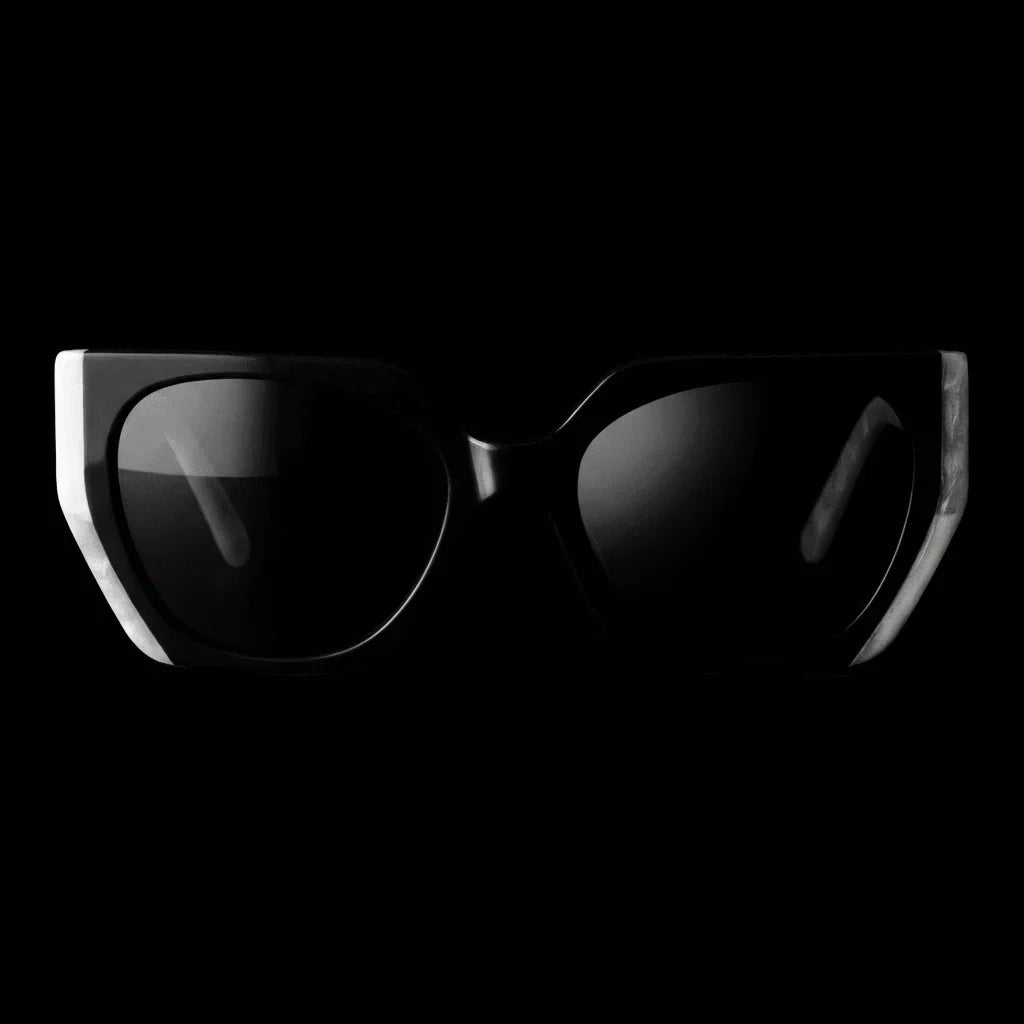 Lentes sol Di Trevi polarizados UV400 bio-acetato black frontal dramatico close-up detalle lente premium Bonoboss #editorial_grid1 #color_black