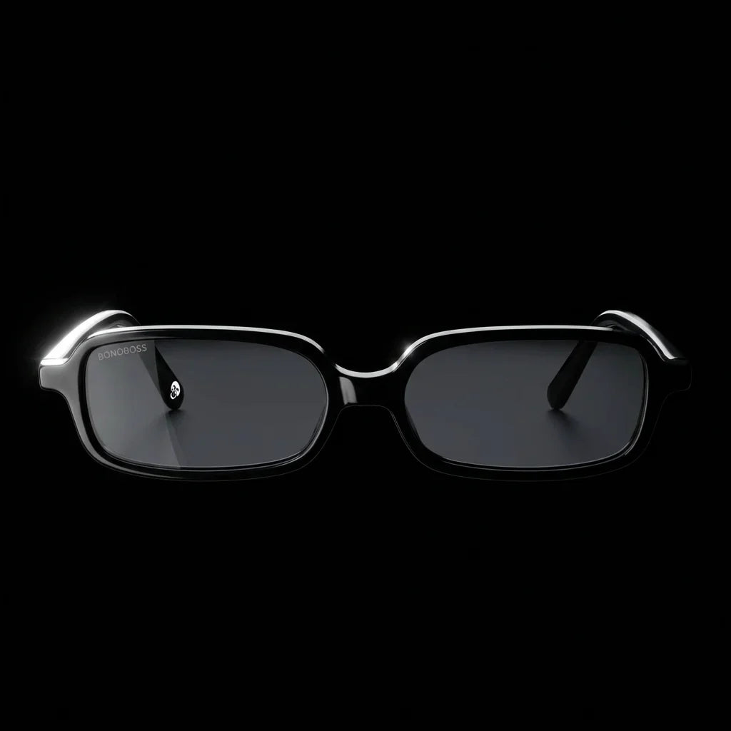 Lentes sol Navarino polarizados UV400 frontal dramatico luz editorial Bonoboss #color_negro