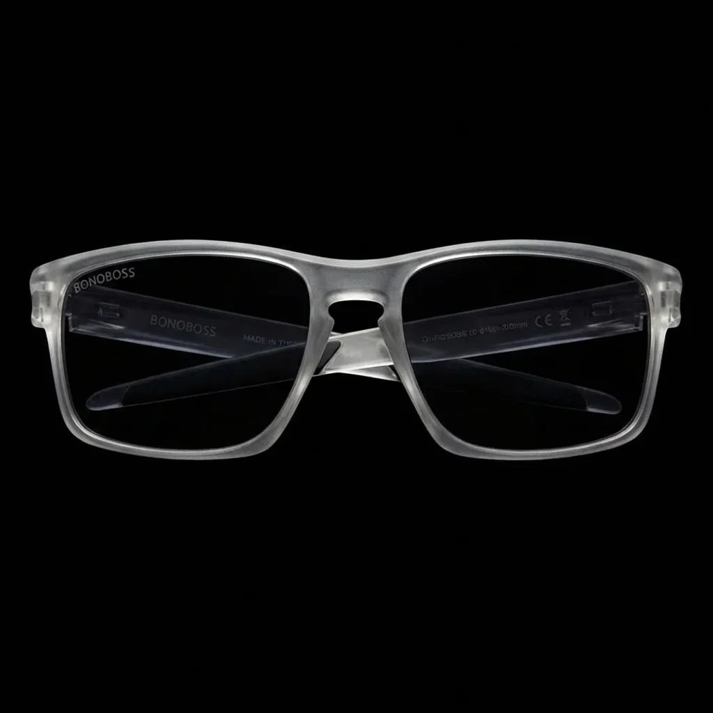 Lentes sol Lautaro RPET polarizados UV400 frontal dramatico luz editorial Bonoboss #color_transparente
