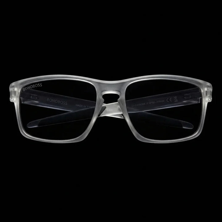 Lentes sol Lautaro RPET polarizados UV400 frontal dramatico luz editorial Bonoboss #color_transparente