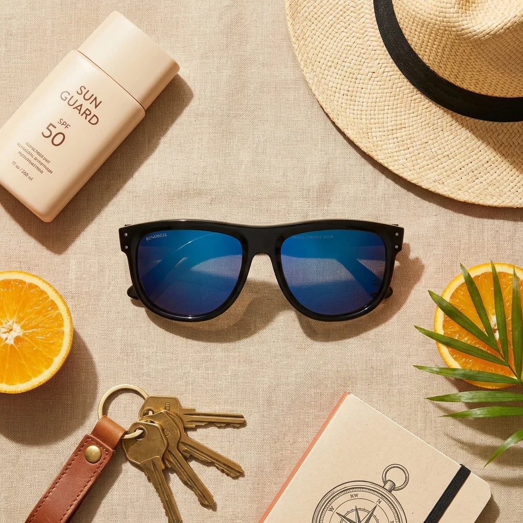 Lentes sol GirlFriend Reverse polarizados bio-acetato espejado azul flat lay summer essentials playa accesorios verano Bonoboss #editorial_detail2 #color_espejado-azul