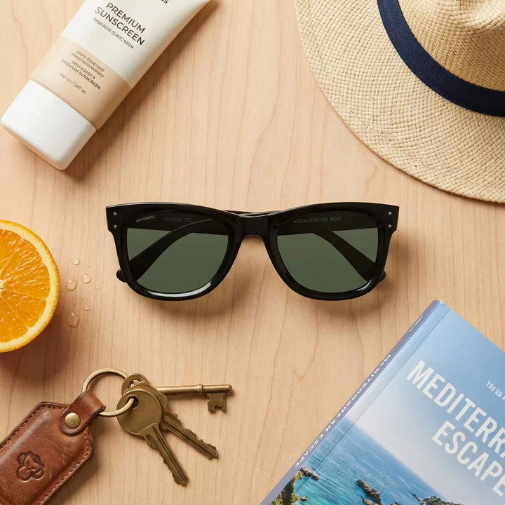 Lentes sol Acacia Reverse polarizados UV400 madera zebrano G15 flat lay summer essentials accesorios playa Bonoboss #editorial_detail2 #color_g15