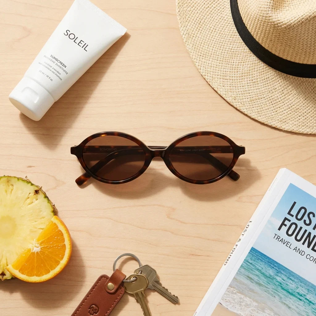 Lentes sol Guapi Island polarizados bio-acetato carey flat lay summer essentials playa accesorios verano Bonoboss #editorial_detail2 #color_carey