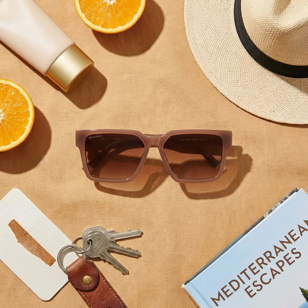 Lentes sol Montenegro polarizados bio-acetato brown flat lay summer essentials playa accesorios verano Bonoboss #editorial_detail2 #color_brown