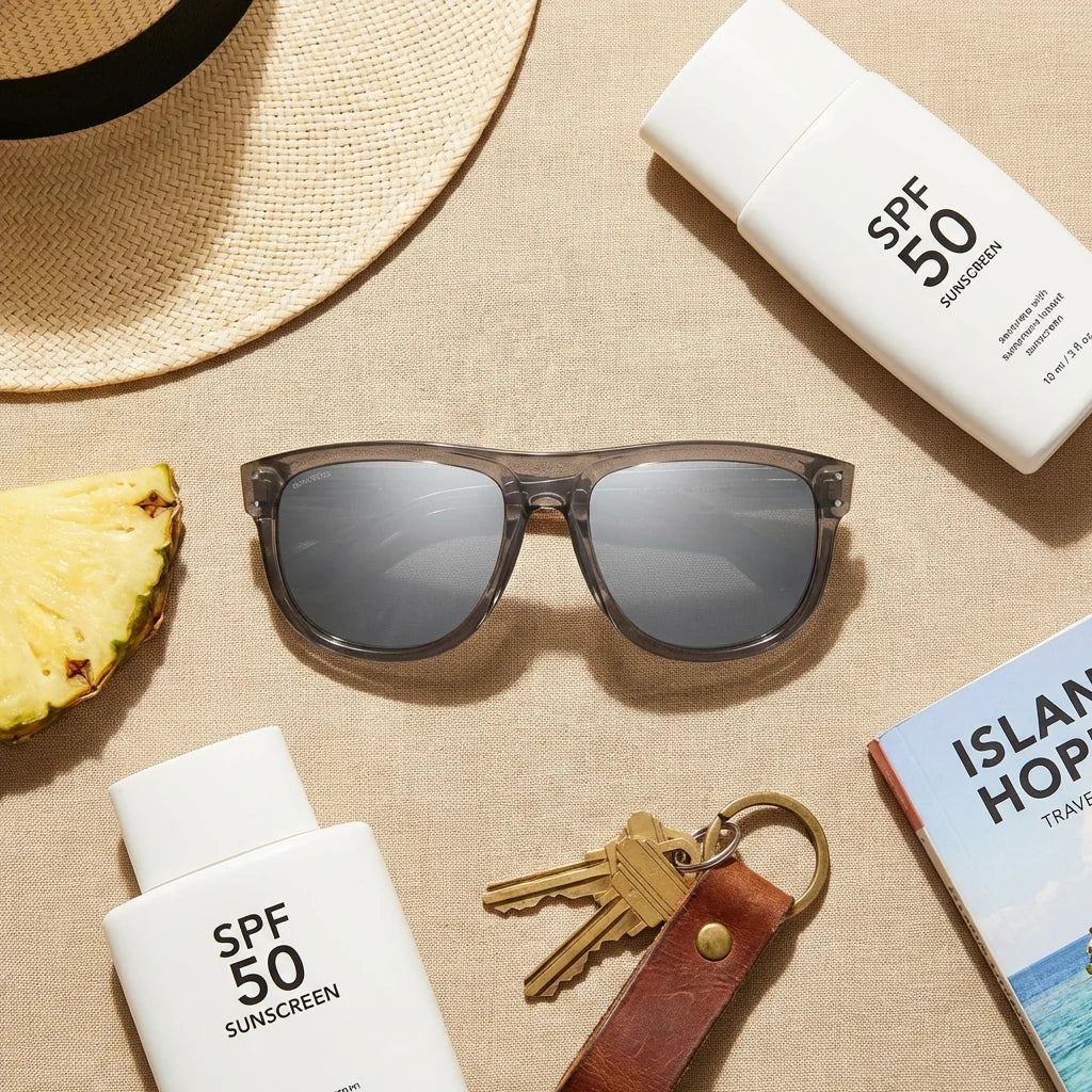 Lentes sol GirlFriend Reverse polarizados bio-acetato espejado gris flat lay summer essentials playa accesorios verano Bonoboss #editorial_detail2 #color_espejado-gris