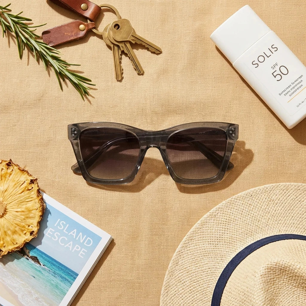 Lentes sol Bruna Retro Polarizado polarizados transparente flat lay summer essentials accesorios playa Bonoboss #editorial_detail2 #color_transparente