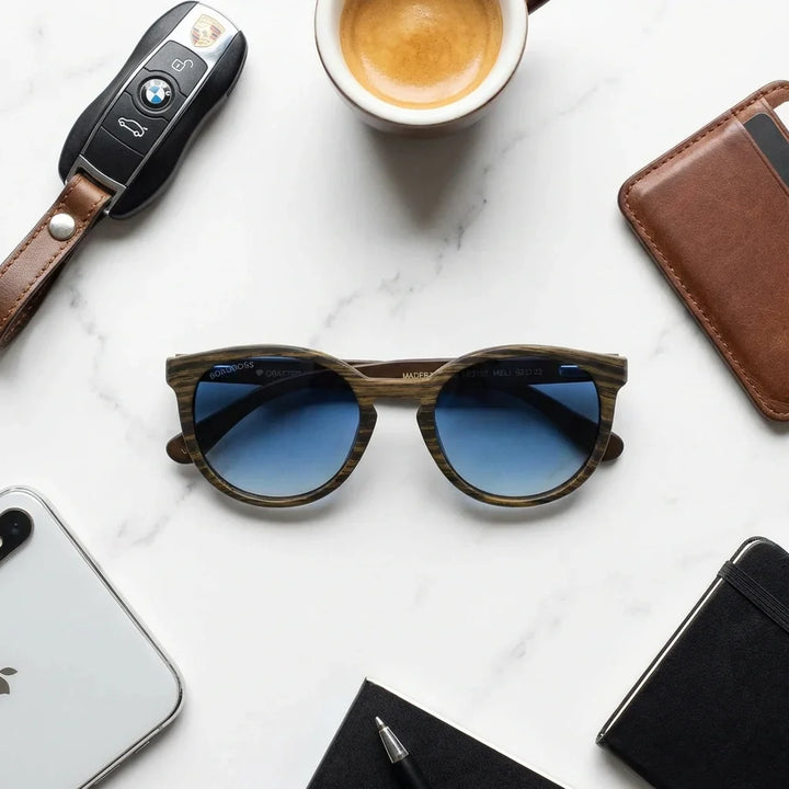 Lentes sol Meli Ebony polarizados madera ebony polarizado Degrade Azul composicion urban kit accesorios premium Bonoboss #editorial_detail2 #color_degrade-azul