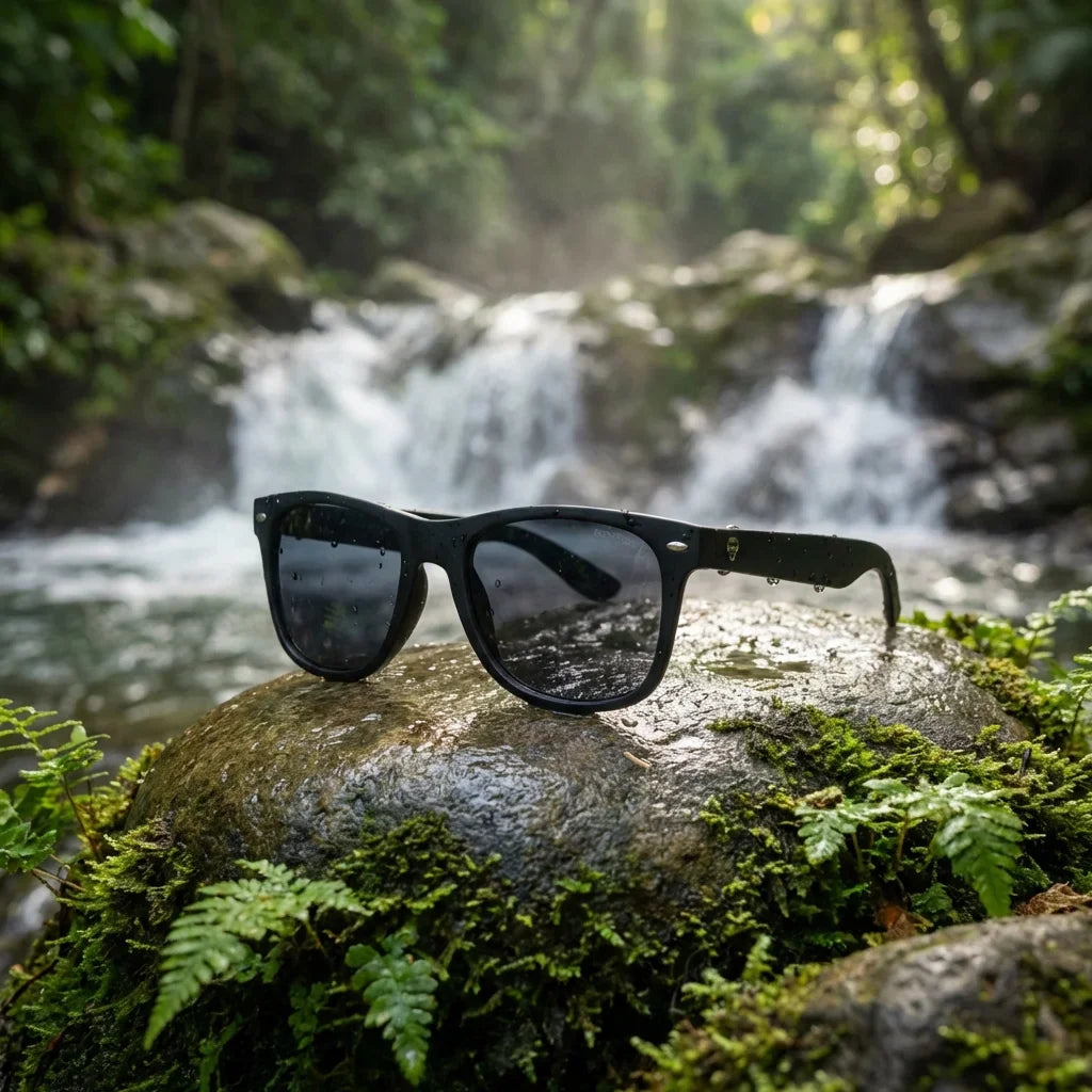 Lentes sol Acacia Dark polarizados UV400 fotografia editorial Bonoboss #color_negro