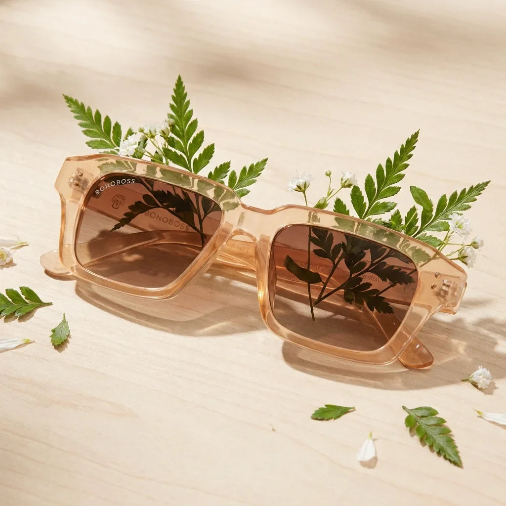 Lentes sol Verona polarizados UV400 detalle lente composicion botanica Bonoboss #color_champagne
