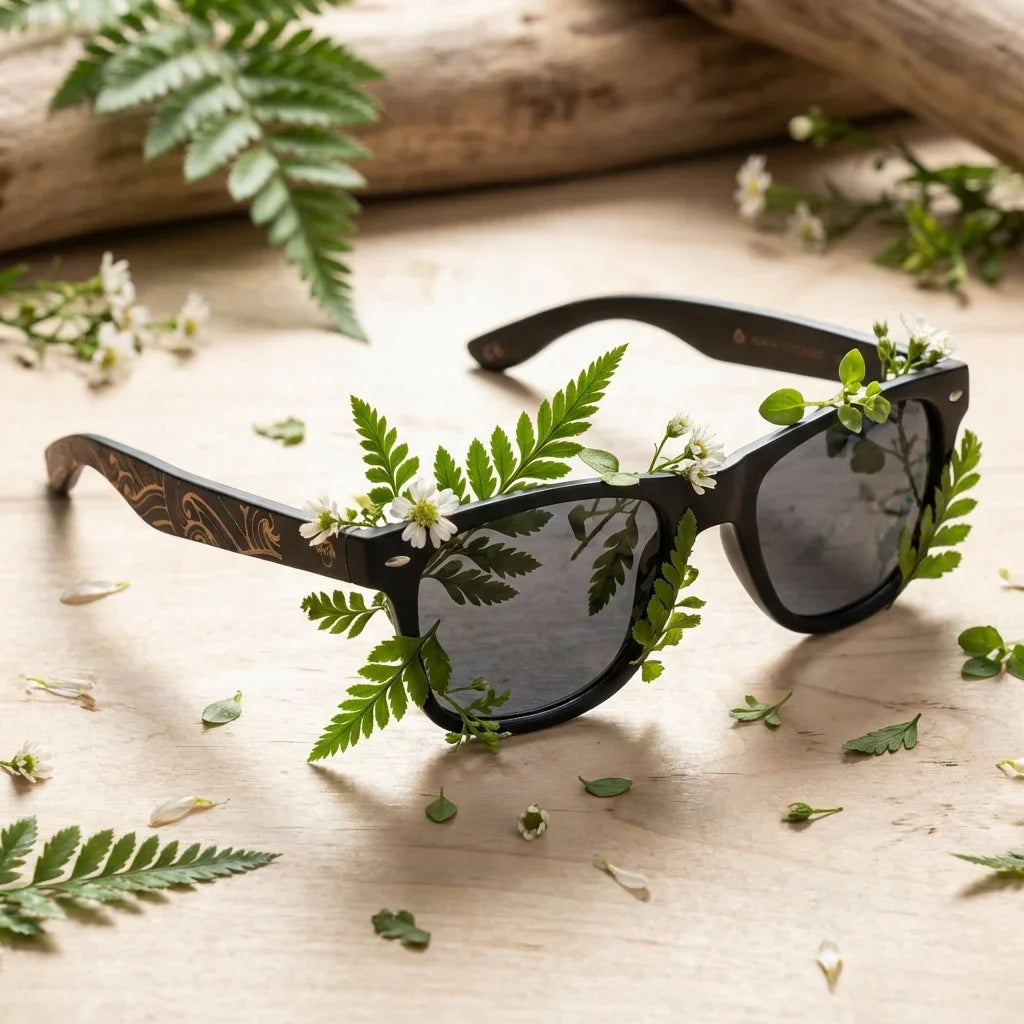 Lentes sol Acacia Dark Designer's polarizados UV400 detalle lente composicion botanica Bonoboss #color_smoke