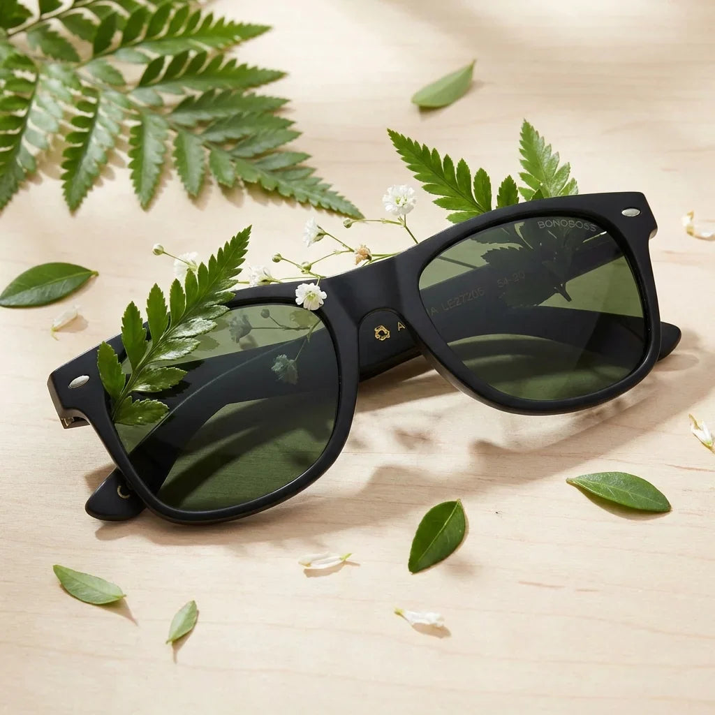 Lentes sol Acacia Dark polarizados madera acacia g15 botanica lente close-up detalle optico natural Bonoboss #editorial_grid2 #color_g15