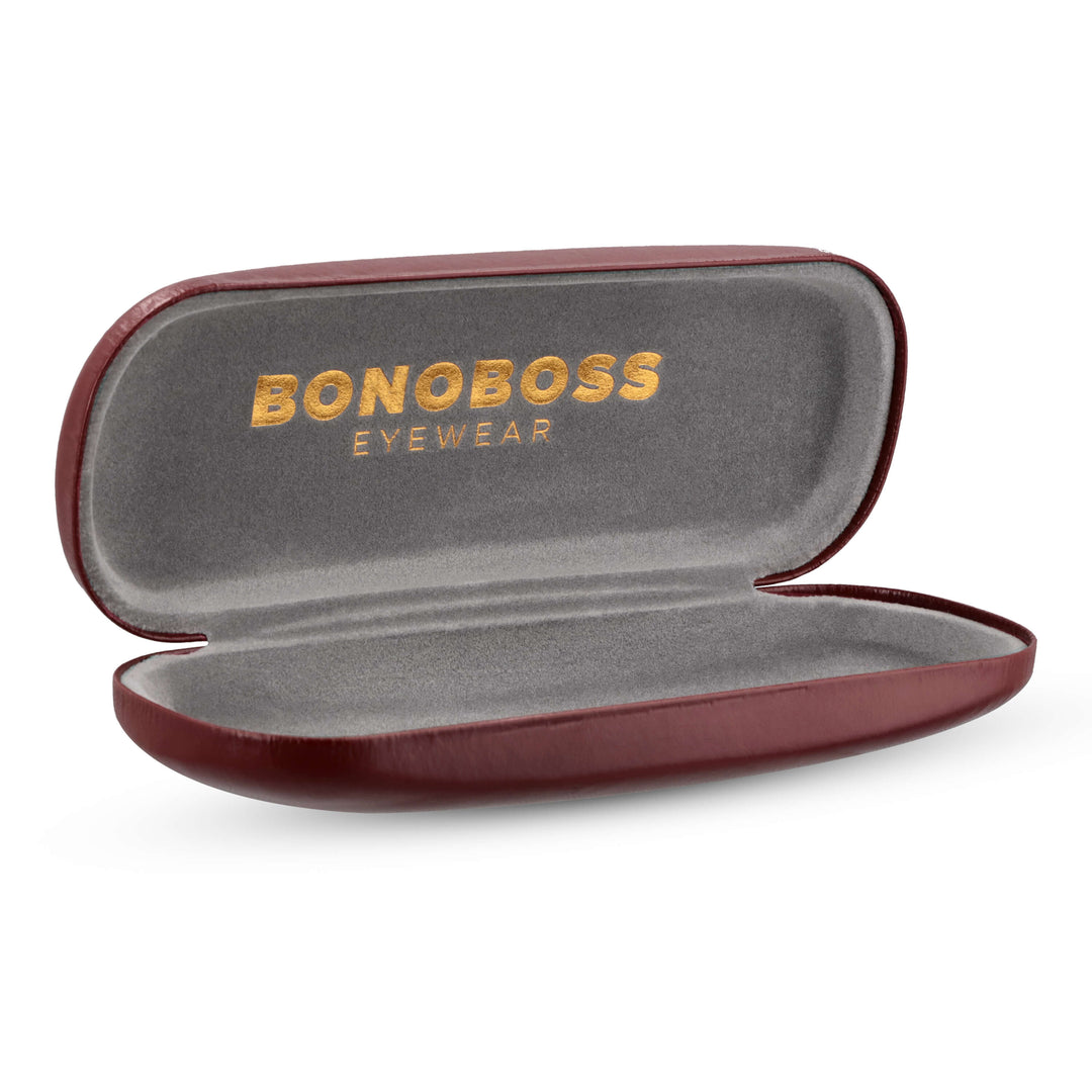 estuche almeja para anteojos gafas lentes opticos de lectura tipo almeja duro distribuidor mayorista color burdeo con microfibra interior gris bonoboss #color_burdeo
