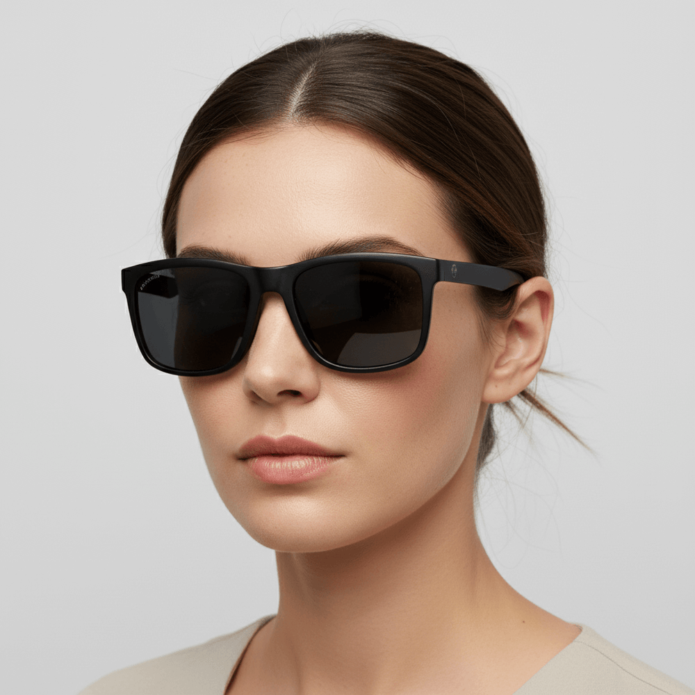 lentes de sol polarizados hechos con botellas plasticas recicladas para hombre y mujer de color AZUL con lentes degradé azul vista angulada #color_light-ocean