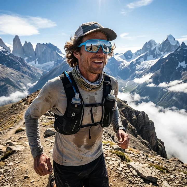 Bonoboss Rudolph Blue - Trail running con lentes deportivos #editorial_action2 #color_blue