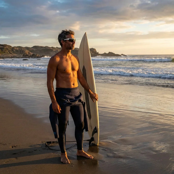 Bonoboss Strive Blanco - Surf playa con lentes deportivos #editorial_action3 #color_blanco