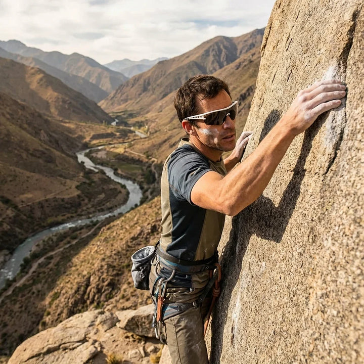 Bonoboss Strive Blanco - Escalada con lentes deportivos #editorial_action6 #color_blanco