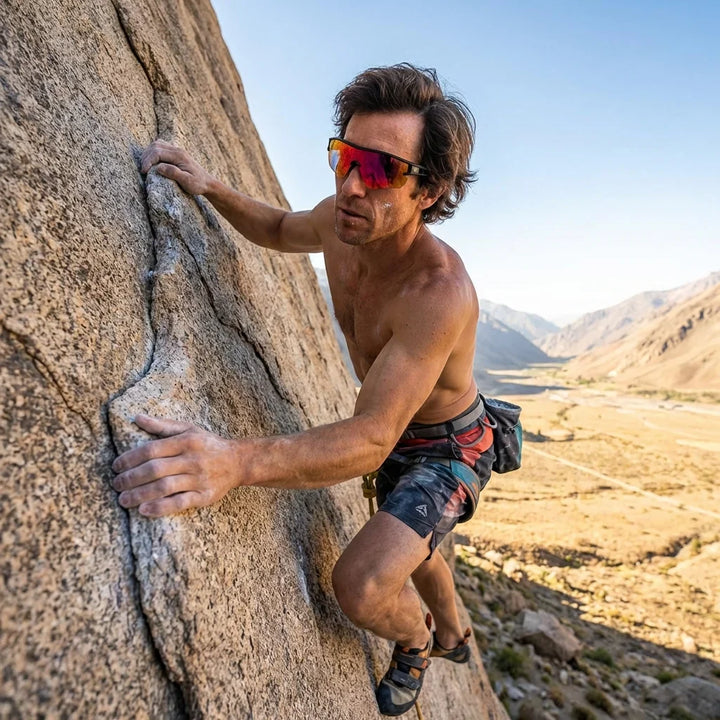 Bonoboss Strive Rojo - Escalada con lentes deportivos #editorial_action6 #color_rojo