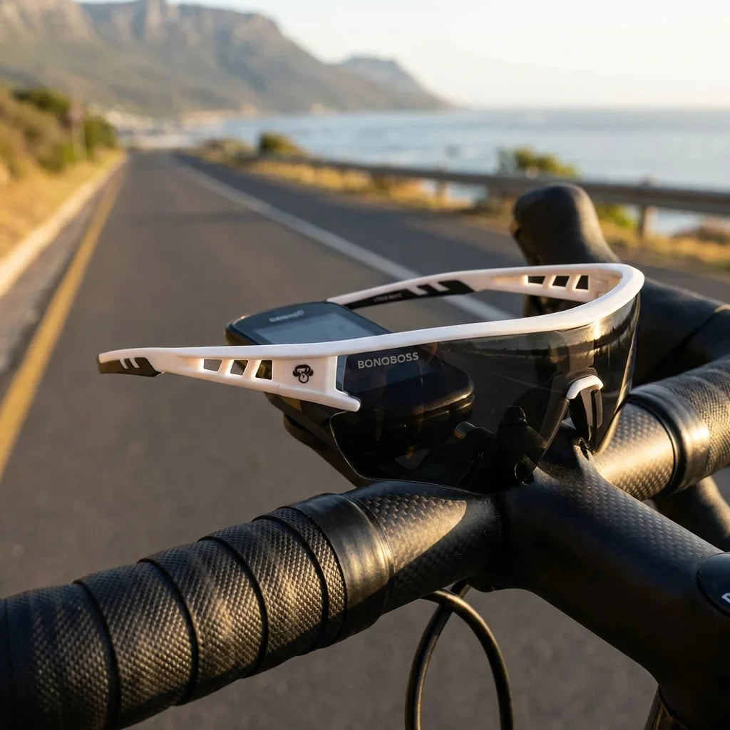 Bonoboss Strive Blanco - Detalle lentes deportivos composicion #editorial_detail1 #color_blanco