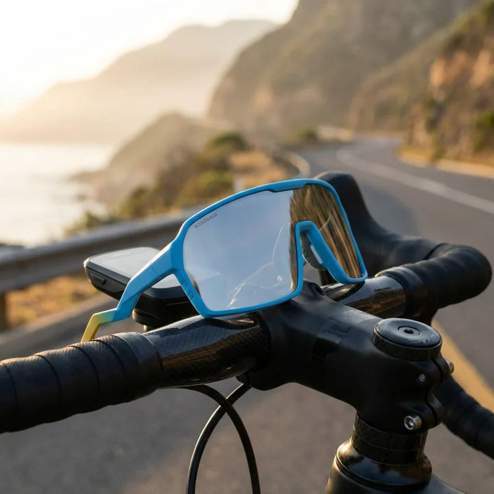 Bonoboss Rudolph Blue - Detalle lentes deportivos composicion #editorial_detail1 #color_blue