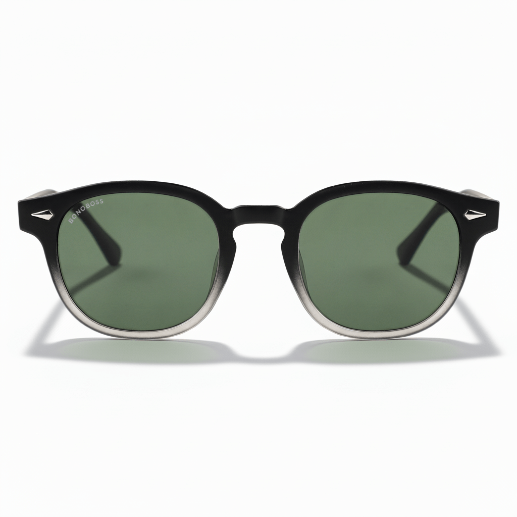 anteojos de sol polarizados redondos de botellas plásticas recicladas sustentable color verde. cristal color negro #color_olive