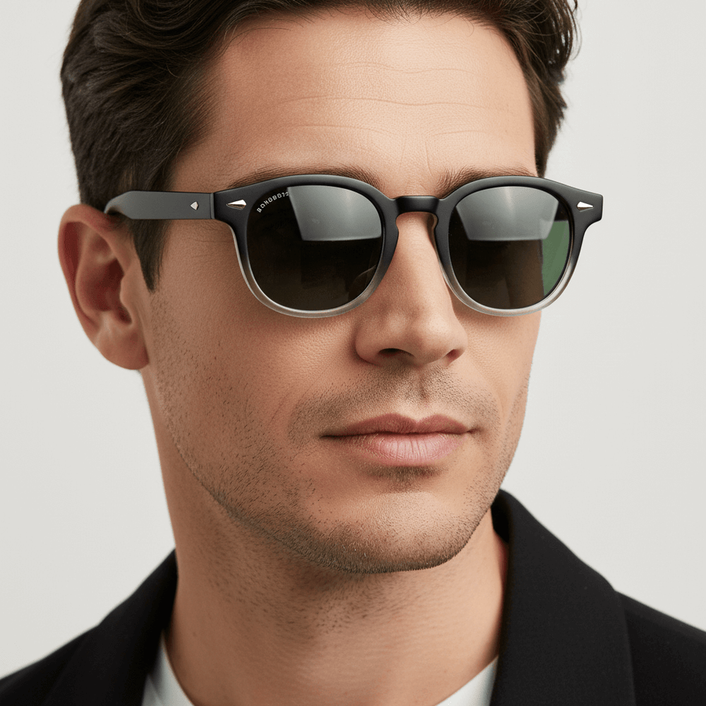 anteojos de sol polarizados redondos de botellas plásticas recicladas sustentable color verde. cristal color negro #color_olive