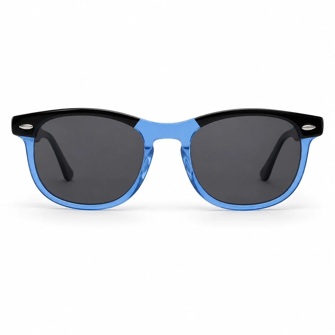 Lentes de sol polarizados Algarrobo Gris y cristal, Lente gris vista frontal #color_azul #foto_frontal