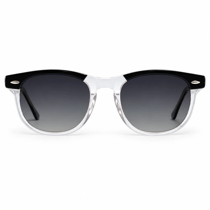 Lentes de sol polarizados Algarrobo Negro y cristal, Lente gris degradado vista frontal #color_transparente #foto_frontal