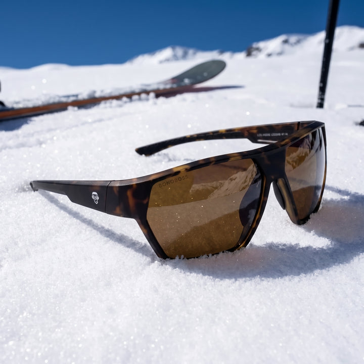 Bonoboss Andes Carey lentes de sol deportivos cristal café, detalle sobre la nieve #color_carey