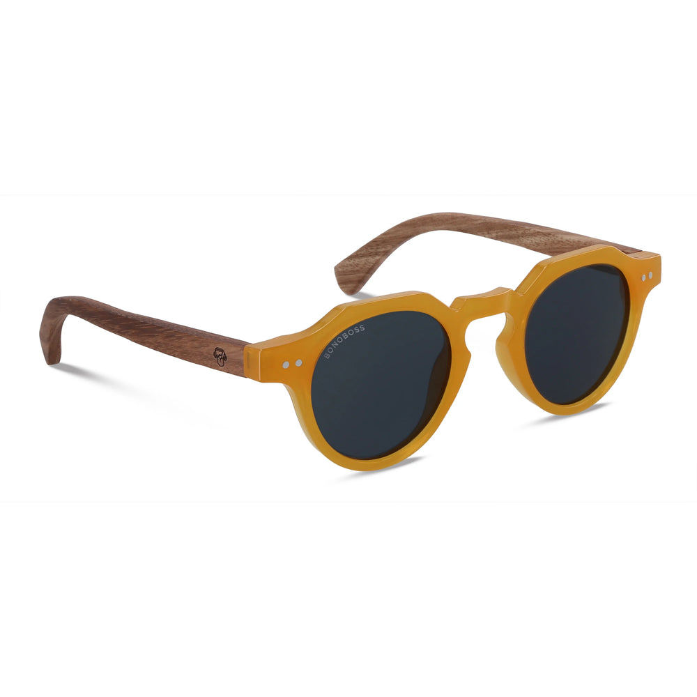 Lentes sol Angostura Amarillo vista producto fondo blanco 2 polarizados UV400 Bonoboss #editorial_producto-2 #color_amarillo