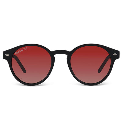 anteojos de sol polarizados redondos para mujer y hombre color negro critsal rojo